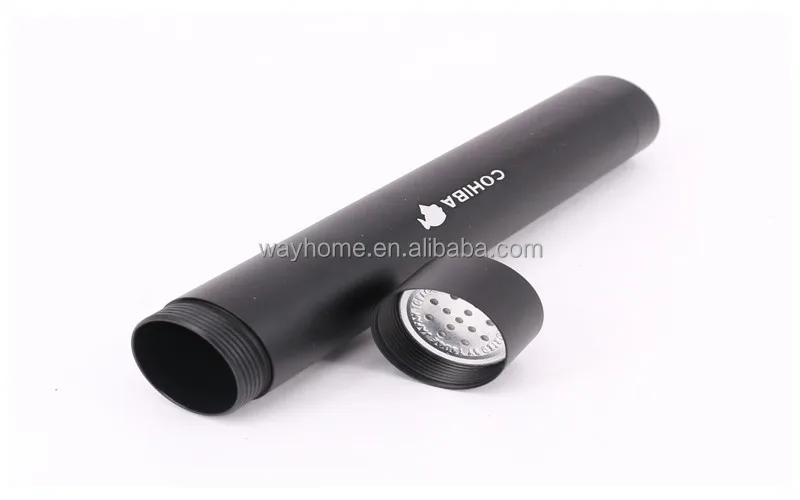 Custom LOGO 56 Ring Black Aluminium Single Cigar Tube Cigar Holder  travel cigar tube case CU-031