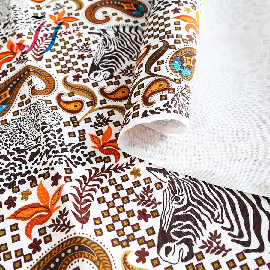 Custom digital printing animal pattern on cotton canvas fabric