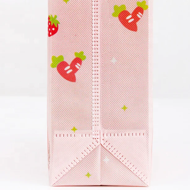 customized cartoon printing portable handled ultrasonic design Non-woven Shopping Bag for kids clothing stores or gift packaging