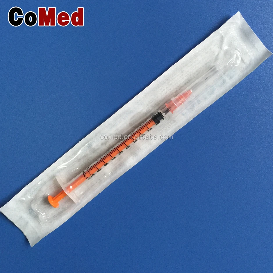 Disposable 100U 30G painless 1 ml orange insulin syringe factory manufacture