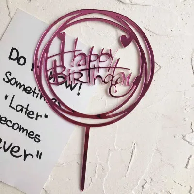  Золотые черные синие розовые красные украшения на день рождения акриловые топперы для торта