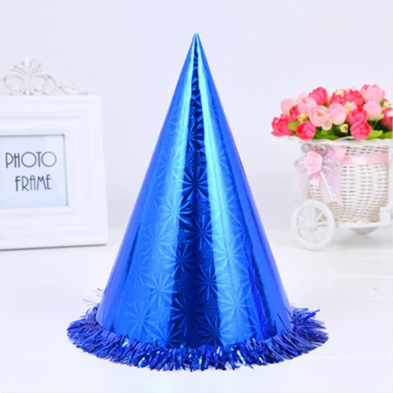Oempromo 24cm Christmas Laser Lace/fringe,party Cone Birthday Laser Foil Paper Hat