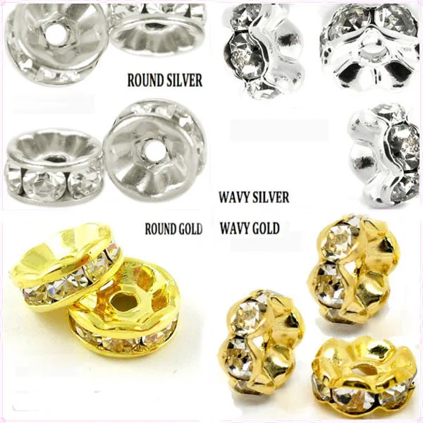 JS1794 Silver gold tone crystal rondelle spacers,rhinestone rondelle spacers,jewelry components