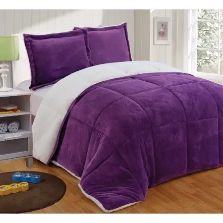 stock Plush and Sherpa Reversible Polyester filled Comforter Set
