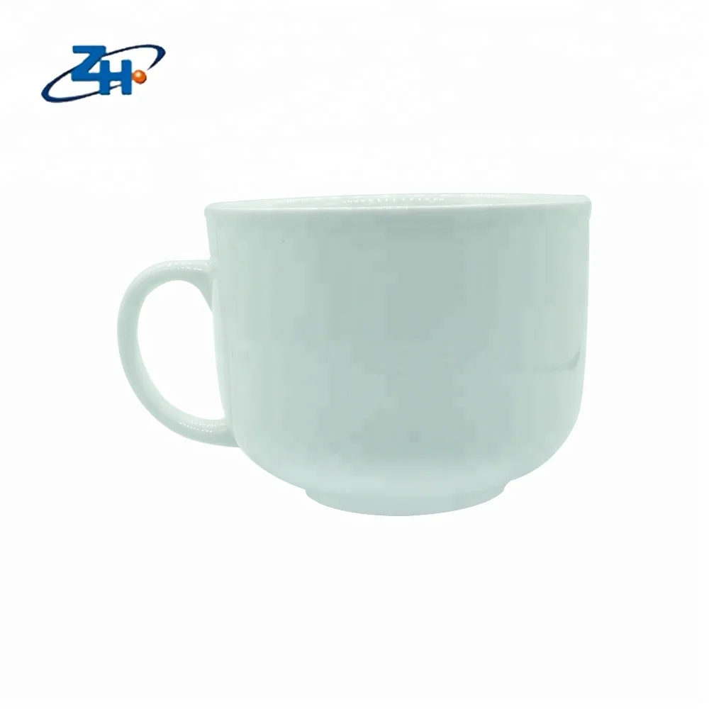 12oz round white ceramic milk jug cups glazed porcelain sublimation soup mug with handle for drinking