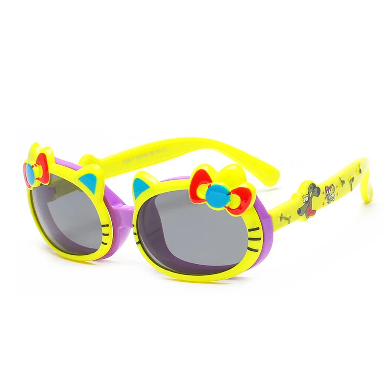 Fashion Polarized Silicone Kids Sunglasses Cute Hello Kitty Sun Glasses For Children Girls Boys Baby 3-12 Years