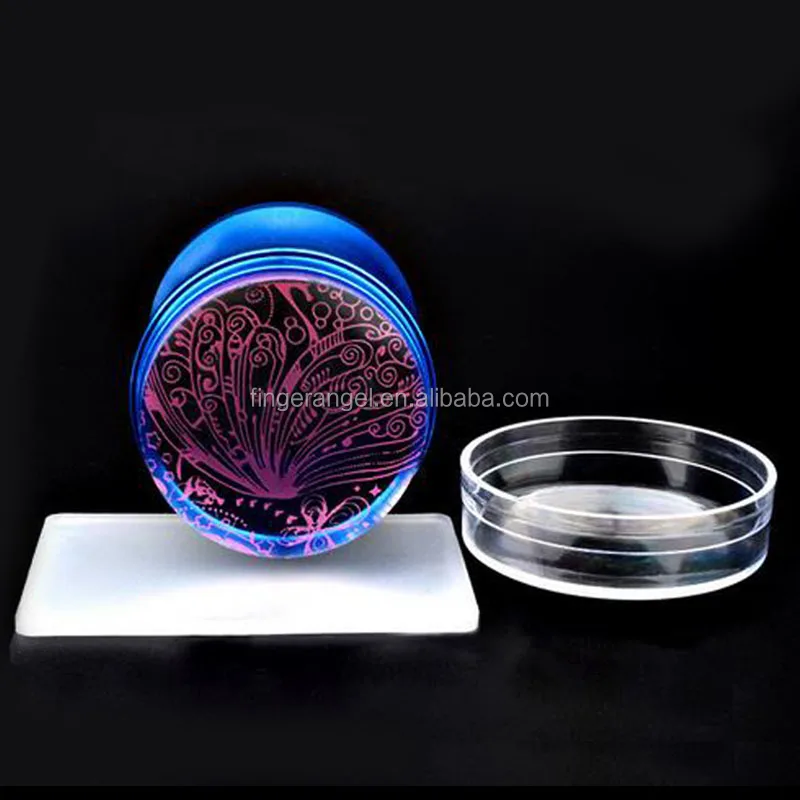 Blue Top Quality Metal Handle XL 4cm Jelly Silicone Stamper  DIY Polish Print Nail Stamp Plate