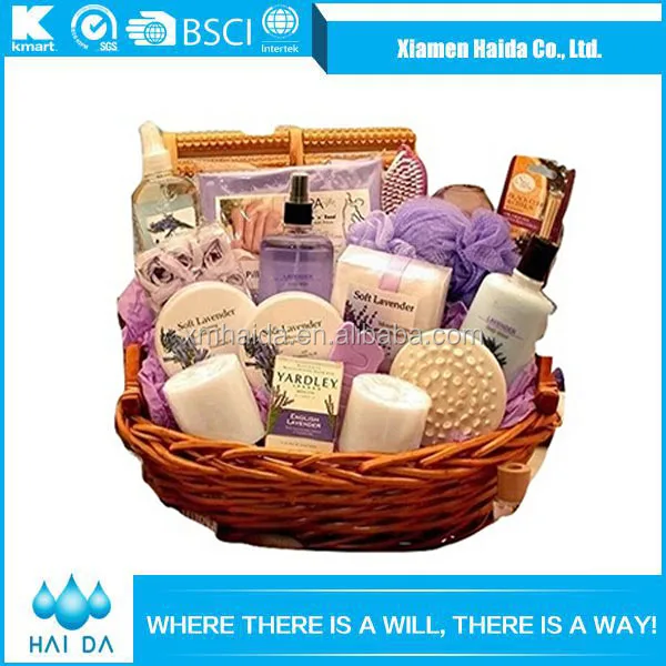 Bath Gift Basket Set for Women Relaxing at Home Spa Kit Scented with Lavender and Jasmine  Includes Large Bath Bomb Salts