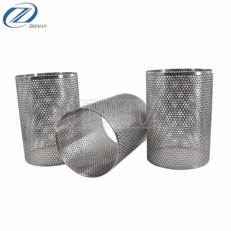 2mm, 3mm hole size stainless steel perforated cylinder filter for mechanical equipment protective cover
