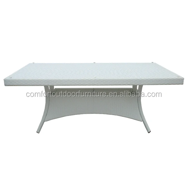 Outdoor Rectangular Rattan Table with KD frame Dining Table in White Color