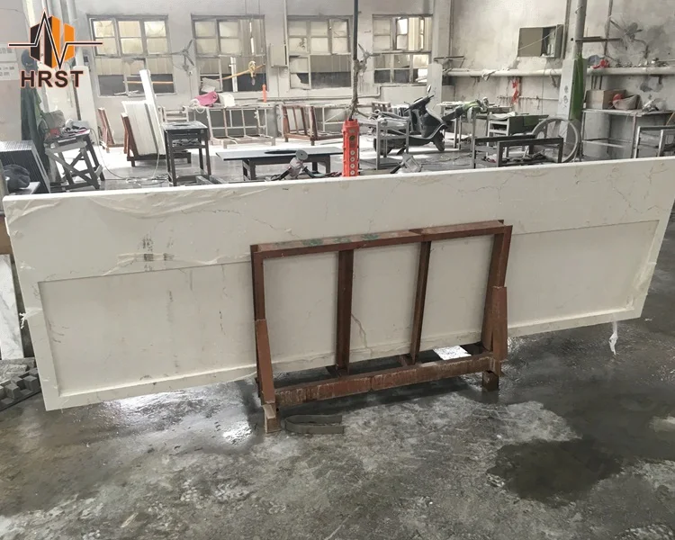 Bookmatched Vein Slab Calacatta Quartz Stone Kitchen Benchtop With Waterfall