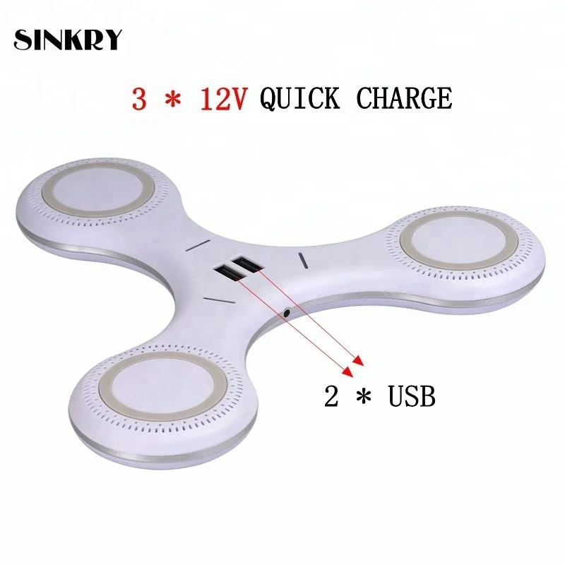 
2018 Fantasy Laser Logo 5V 2A Triangle Flying Saucer 3 in 1 5W Qi Wireless Charger Fast For iPhone X For Samsung 