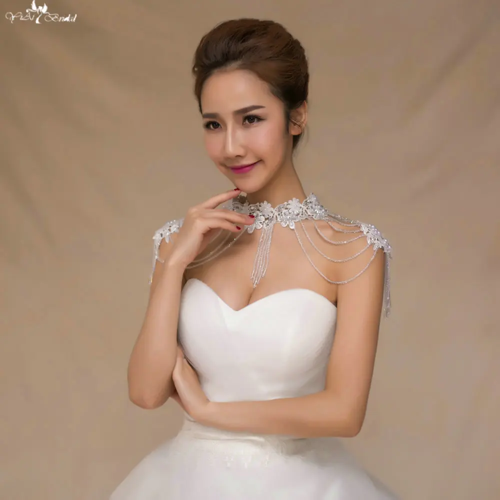 
LZP049 High Neck Crystal Chain Flower Girl Bolero Beaded Shoulder Necklace 