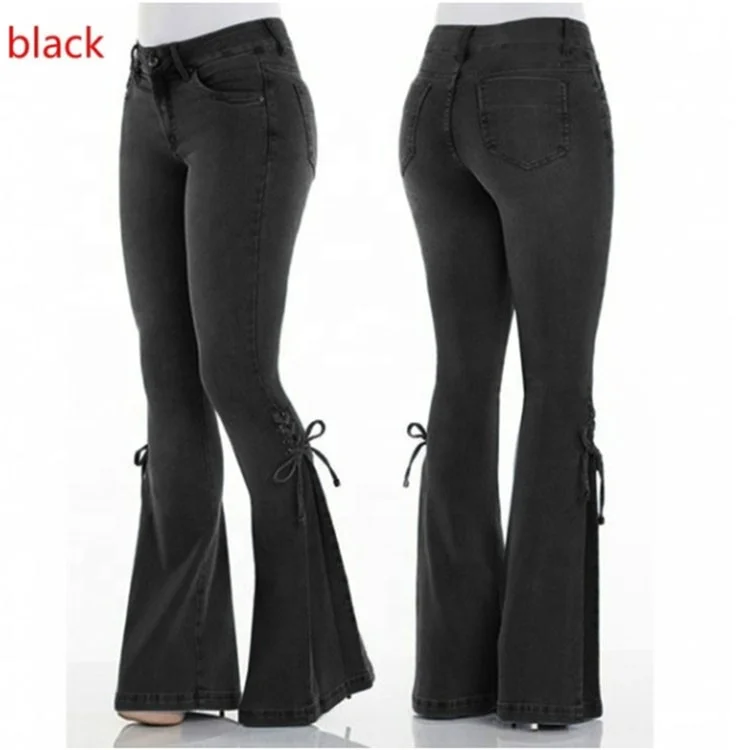 Wholesale Wash Slimming Micro Flared Jeans Loose Women Trousers