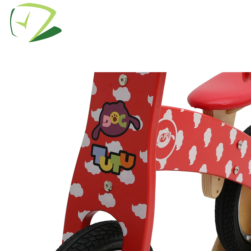 
Red kids balance running wooden bicycle for exercise balance ability 