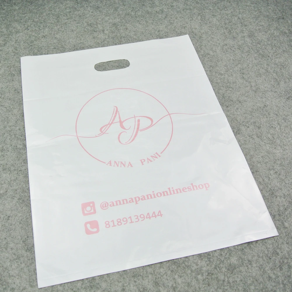 HDPE/LDPE Die Cut Patch Handle Custom Plastic Merchandise Retail Bags With Own Logo Manufacturer