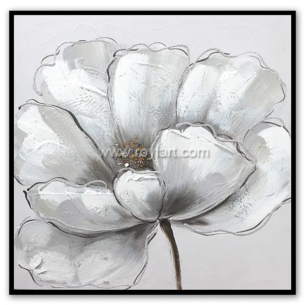 Modern style white flower diamond canvas oil painting for wall art