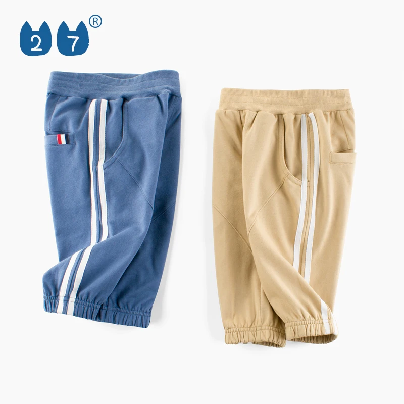 2021 Factory wholesale boys cotton sport trousers pants with decoration tapes