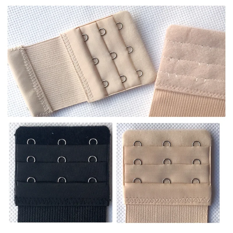 bra extender wholesale polyester long bra hooks and eyes tape with nylon coated eyes two rows Back Extension Buckle for bra