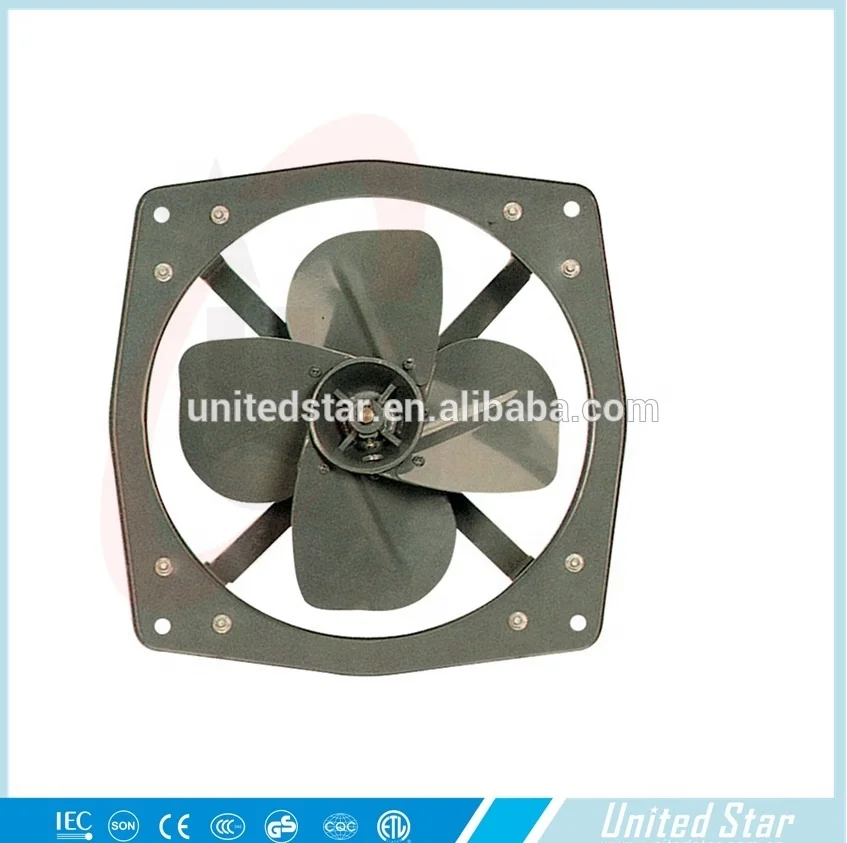 Wall Mounted Smoking Room or Kitchen Exhaust Fan 220V 24 Inch Black Electric Metal Industry 3 Iron Blades Copper Motor 1 Speed