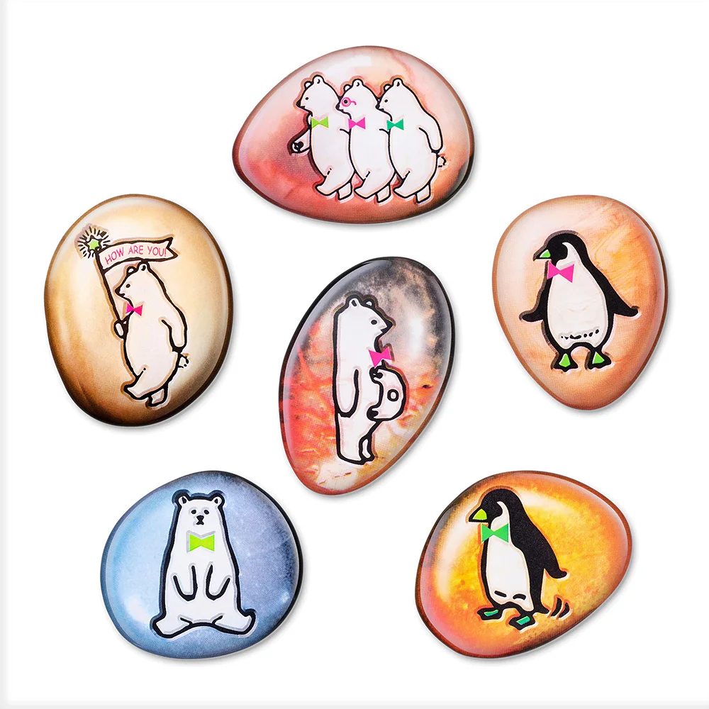 MORCART Best selling products on the stone painted polar bear series refrigerator stickers, polar bear epoxy refrigerator