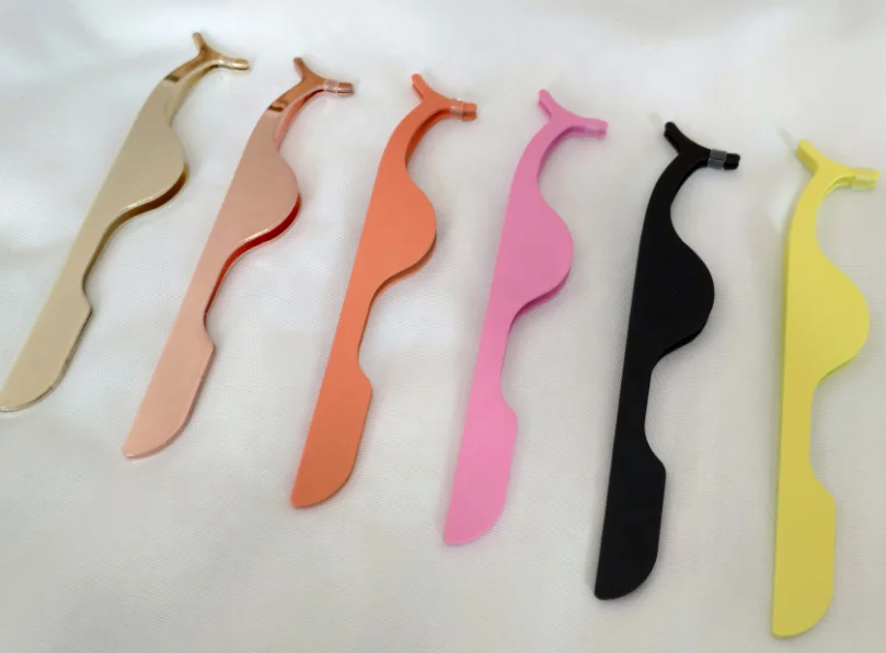 Hot sell eyelash applicator gold black rose gold color curlers eyebrow scissors false eyelash tweezer wholesale