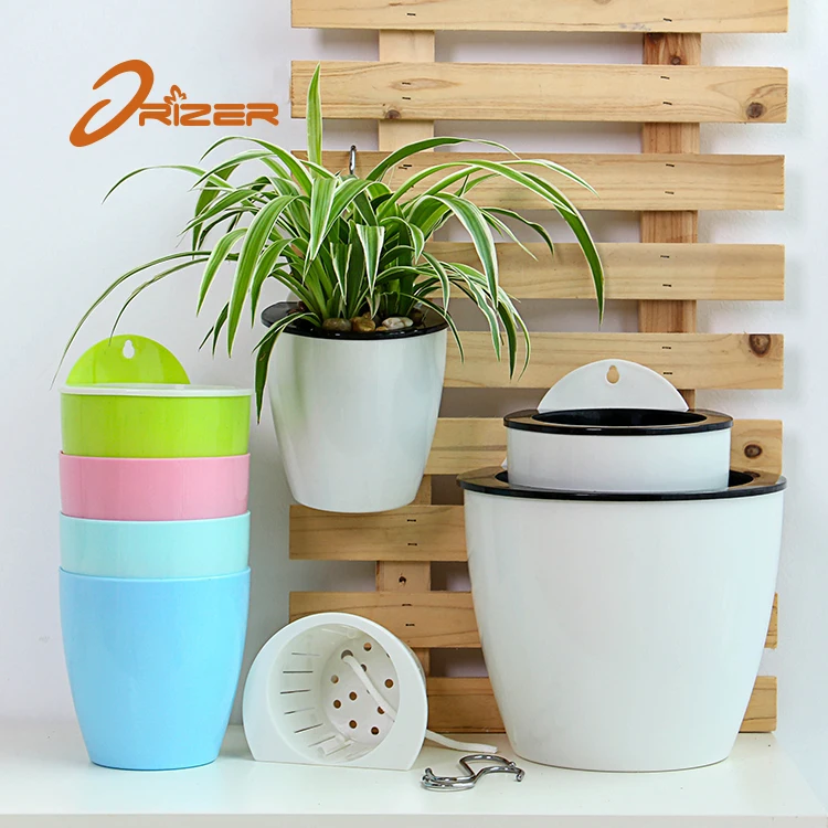 The best seller plastic planters pot Hanging basket flower pot, colorful wall mounted flower pot