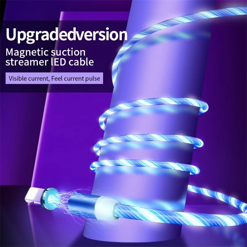 
LED Glow Flowing Magnetic Fast Charger USB Cable 