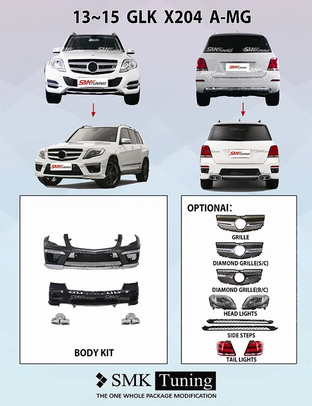
For 2013-2015 M-ercedes GLK X204 Upgraded A-MG Body Kit with Exhaust Tips ,front bumper and rear bumper 