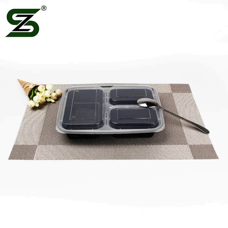 disposable to go plastic bpa free meal prep 3 compartment food containers