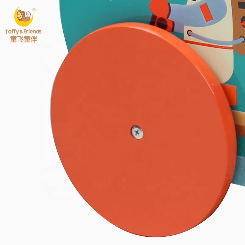 
Toffy & Friends kids wooden toy storage box in cart shape with wheels 