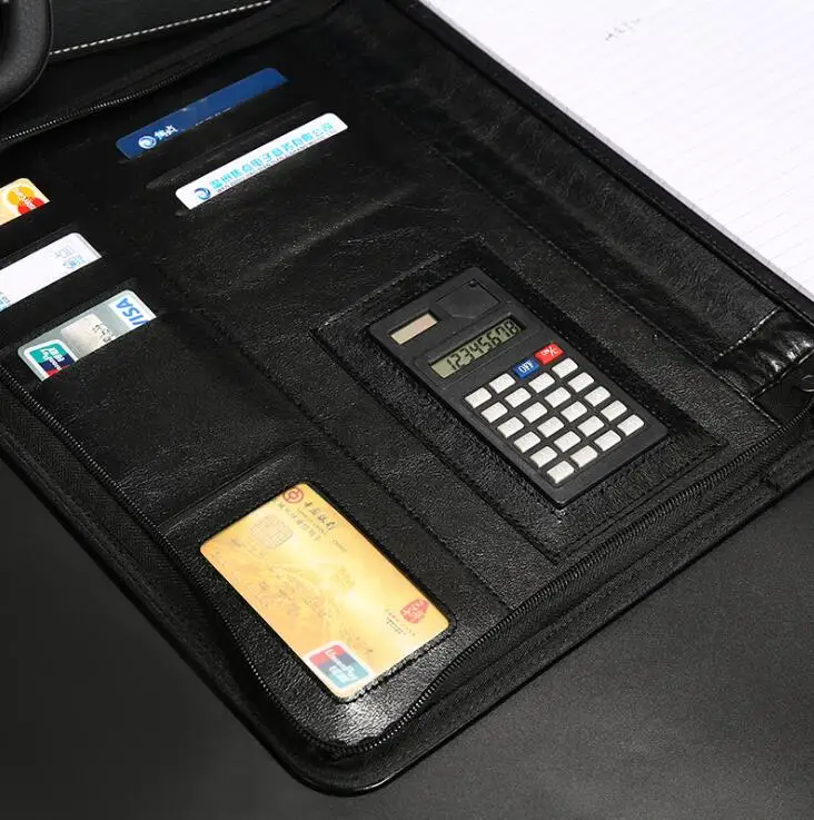
Custom Made PU Leather A4 File Folder Luxury PU Business Conference Folders With Calculator For Business Man 