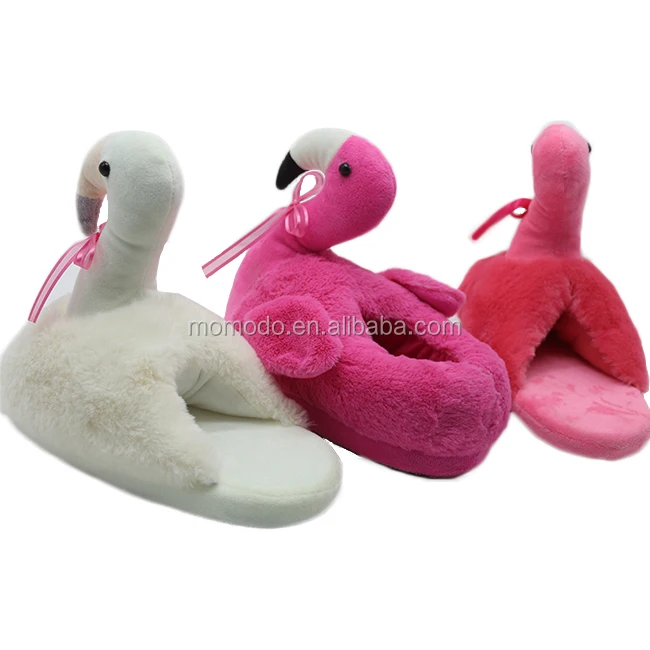 Зима 2021 мягкие плюшевые тапочки с белым фламинго для домашнего