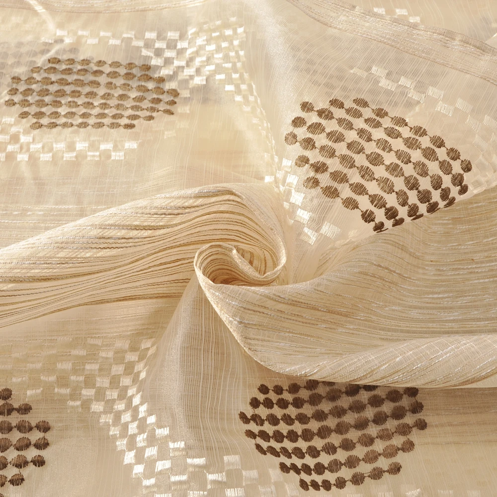 Newest Design 10 Years Experience Embroidered Gold Indian Window Curtains