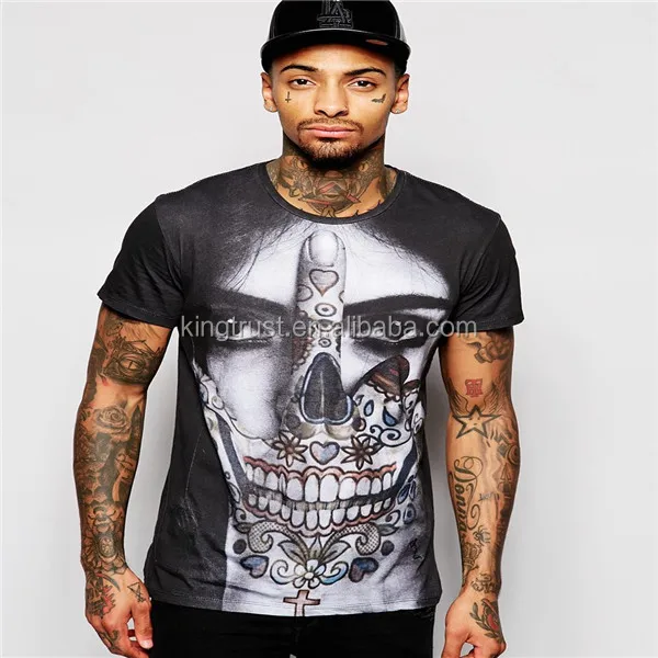 Religion T-Shirt with Day Of The Dead Face Print