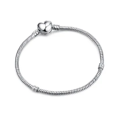 Authentic Silver Plated Snake Chain DIY Charm Bracelet & Bangle DIY Fine Bracelet Jewelry for Women Gift
