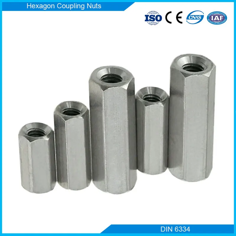Metric Stainless Steel Hex Long Coupling Nut With SS304 And SS316 DIN6334 Manufacturer