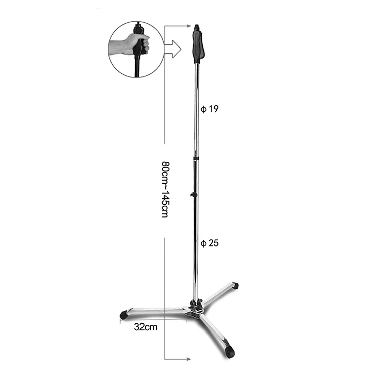 SS-MS-89 Stainless Steel tripod microphone stand rack