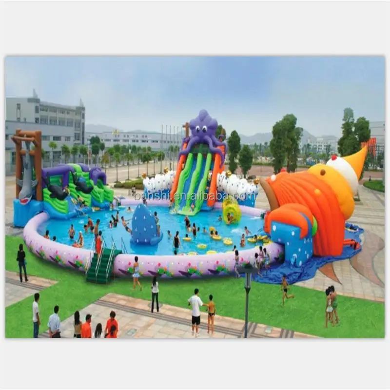 2018 Summer Popular cheap Inflatable Amusement large water park with Swimming pool for outdoor