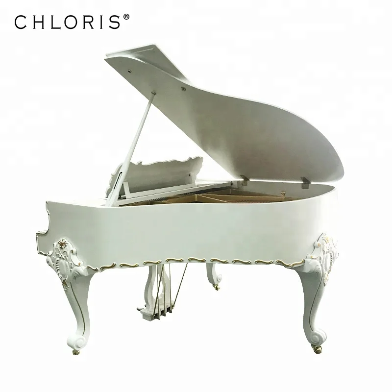Antique baroque White Matte Baby Grand Piano for sale  SG-152WB