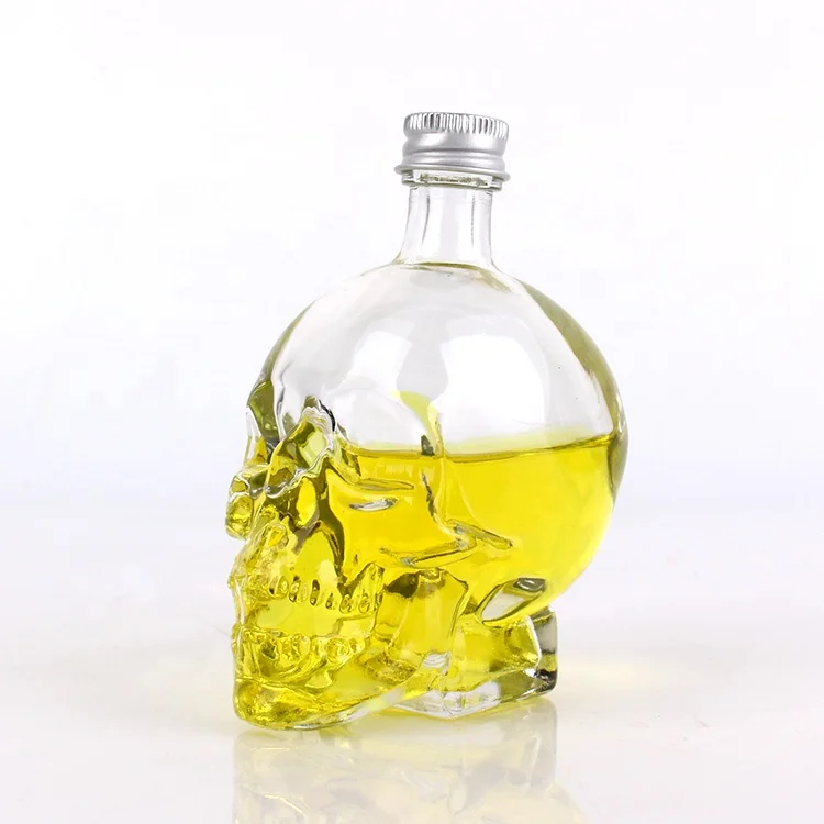 
110ml crystal skull clear glass bottle with screw lid for wine bottle 