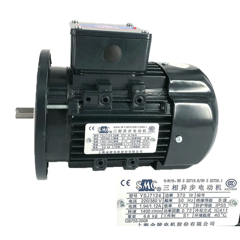 SMC Y2 Series AC Drum Motor YS7124 Asynchronous Motor 370w With Flange for EDM Wire Cutting Machine