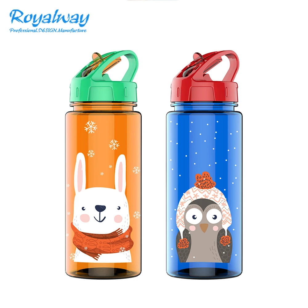 Double wall tritan water bottle for kids drinking with suction nozzle for promotional