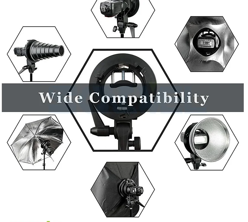 
Flash Softbox Kit & S-Type Bracket Bowen Mount Holder with Carrying Bag for Camera Photo Studio 