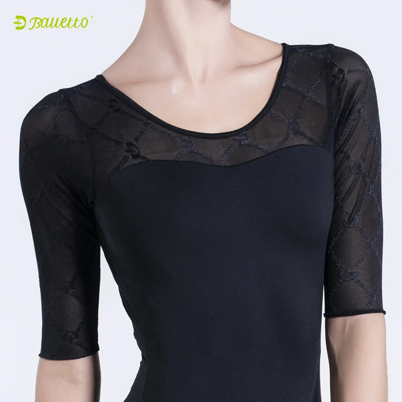 
2019 Hot Selling Made In China DuPont Lycra Five-Point Sleeves Jacquard After Missing Back Ballet Costumes For Adult 