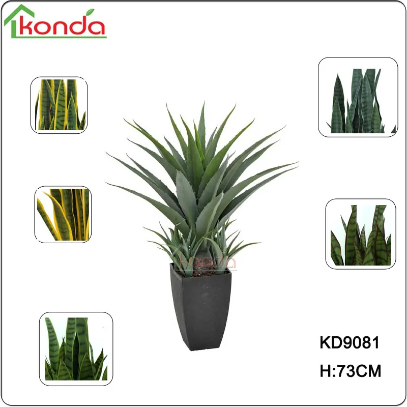 Silk Artificial dracaena sanderiana UV outdoor rated, fake agave indoor snake plant decoration green and yellow border