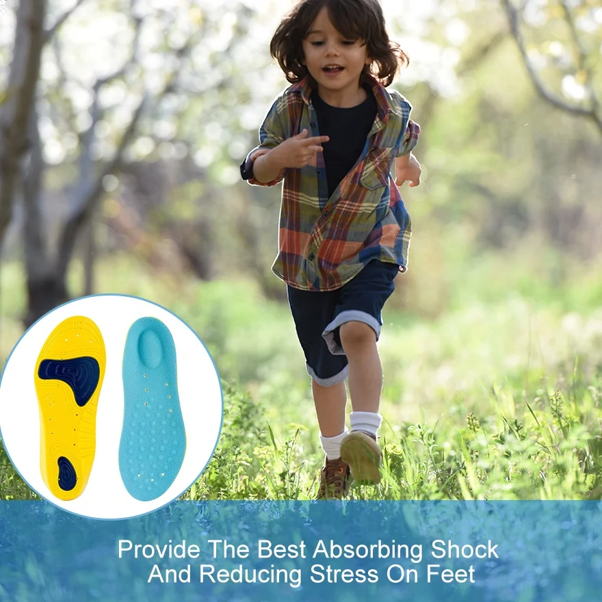 KIDS Sport Insoles Orthotic Plantar Fasciitic  Arch Support Shoe Insoles  for Sore Feet Relief Massaging Running and Hiking