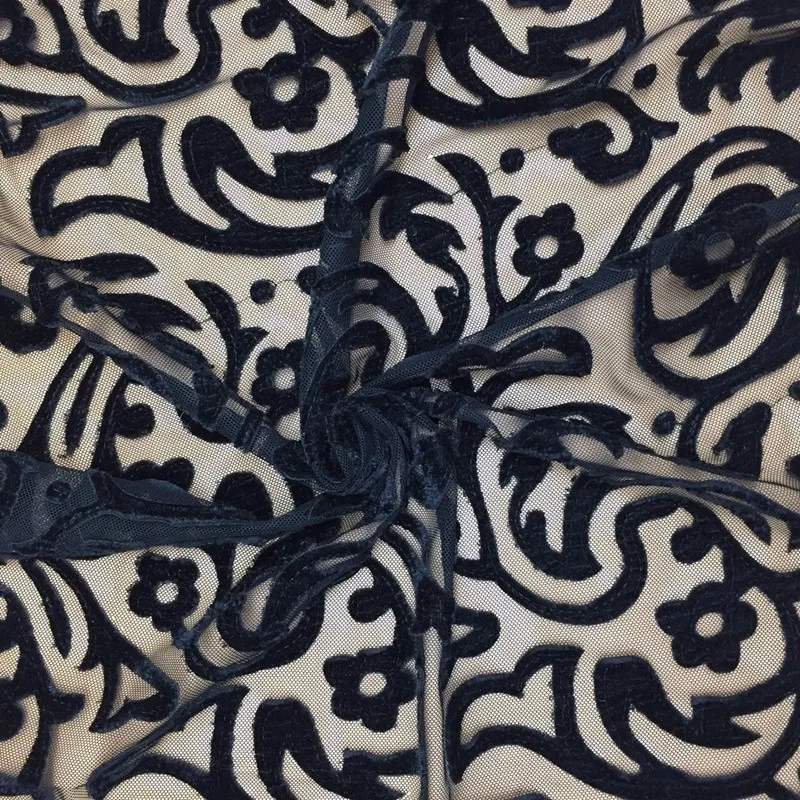 Ultra Soft Black Velvet embroidery wedding indian london gpo baju kurung moden velvet lace fabric