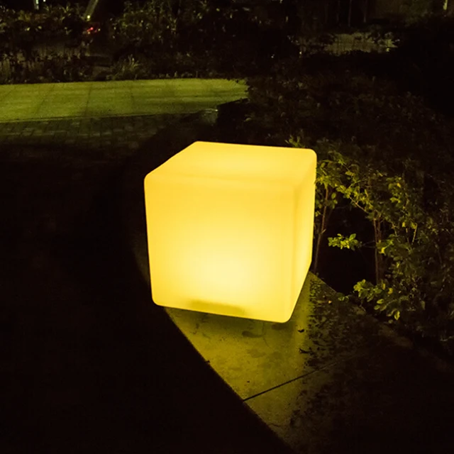 50cm Waterproof outdoor park plastic led glowing cube seat