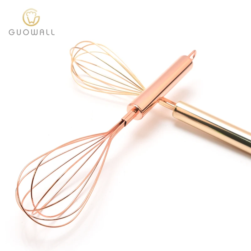 Manual Stainless Steel With Gold Plating Kitchen Cooking Baking Egg Beater Whish